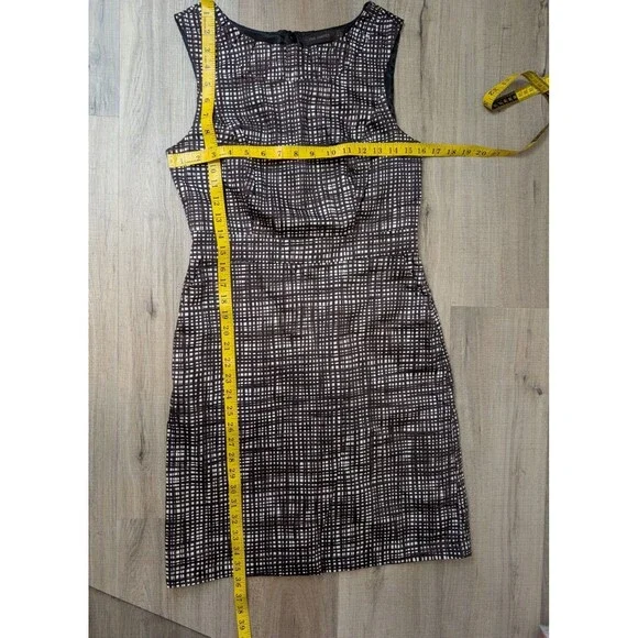 The Limited Size 6 Brown Cream Grid Print Sheath Dress Pockets Sleeveless Work - Picture 12 of 12